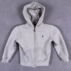 Polo Ralph Lauren Hoodie Kids 4T Gray Full Zip Sweatshirt Jacket Youth Boys Pony